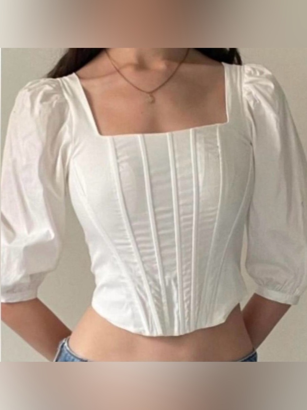 Jason Wu Puff Sleev White Corset Top